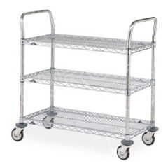 Metro MW702 Utility Cart with 3 Stainless Steel Wire Shelves, 18" x 24"